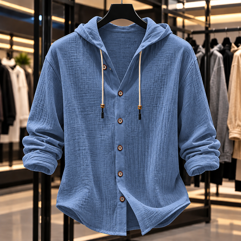 Blue hooded shirt