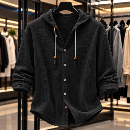 🍂 Men's Casual Hooded Button-Up Shirt | Lightweight, Breathable & Comfortable Long Sleeve Shirt for Everyday Wear 👕