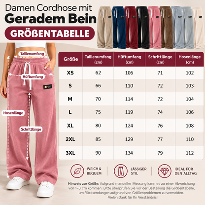 Damen-Cordhose mit geradem Bein und Kordelzugbund