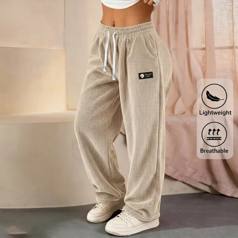 💥Women's Solid Plain Corduroy Straight Leg Bottoms