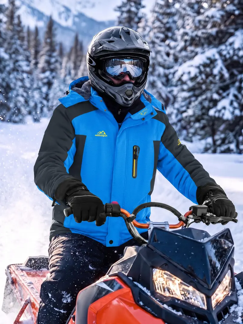 Men's Clothing Fitted Winter Waterproof Fleece-Lined Snow Ski Parka Coat