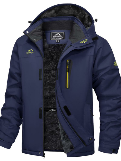 Men's Clothing Fitted Winter Waterproof Fleece-Lined Snow Ski Parka Coat