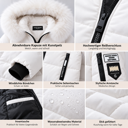❄️ Women's Long Winter Puffer Coat with Faux Fur Hood – Warm, Elegant & Cozy Hooded Jacket 🤍