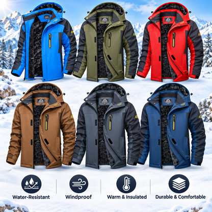 Men's Clothing Fitted Winter Waterproof Fleece-Lined Snow Ski Parka Coat