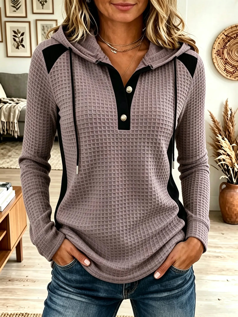 Soft neutral colorblock hoodie
